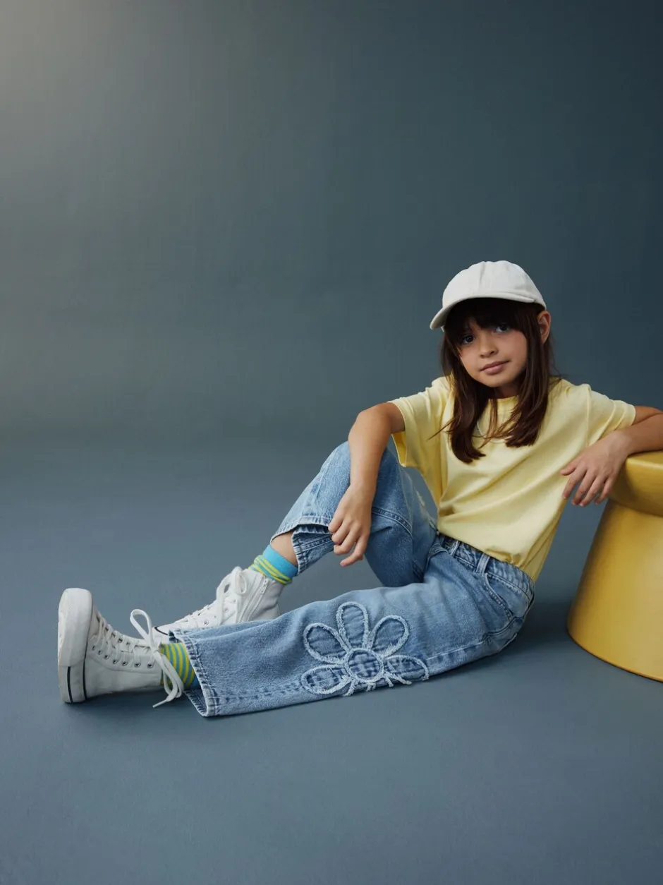Jeans*Next Normaal blauw - Floral Appliqué Wide Leg Jeans (3-16yrs)