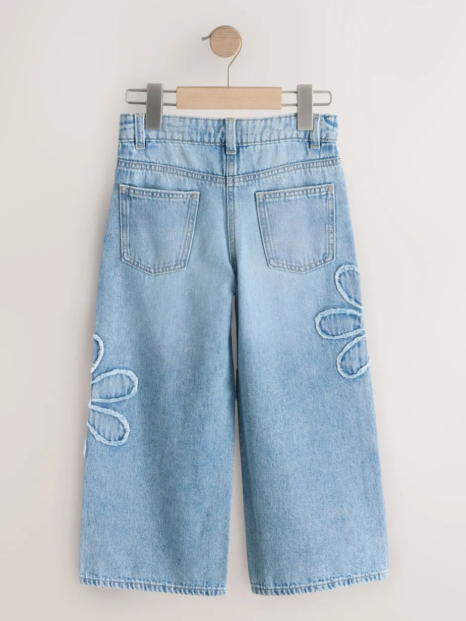 Jeans*Next Normaal blauw - Floral Appliqué Wide Leg Jeans (3-16yrs)