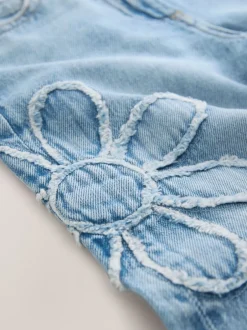 Jeans*Next Normaal blauw - Floral Appliqué Wide Leg Jeans (3-16yrs)