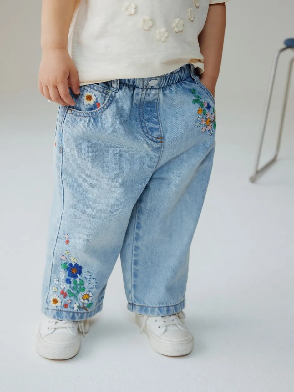 Jeans En Joggingbroeken|Jeans*Next Normaal blauw - Floral Embroidered Jeans (3mths-7yrs)