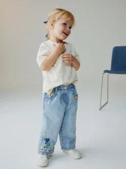 Jeans En Joggingbroeken|Jeans*Next Normaal blauw - Floral Embroidered Jeans (3mths-7yrs)