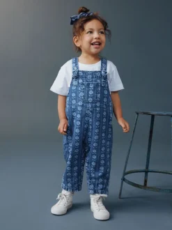 Tuinbroeken|Jumpsuits En Playsuits|Next Normaal blauw - Floral Print Dungarees (3mths-7yrs)