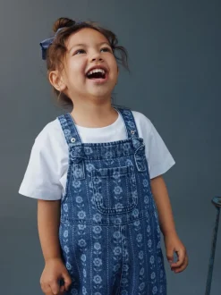 Tuinbroeken|Jumpsuits En Playsuits|Next Normaal blauw - Floral Print Dungarees (3mths-7yrs)