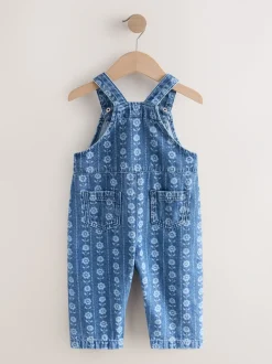 Tuinbroeken|Jumpsuits En Playsuits|Next Normaal blauw - Floral Print Dungarees (3mths-7yrs)