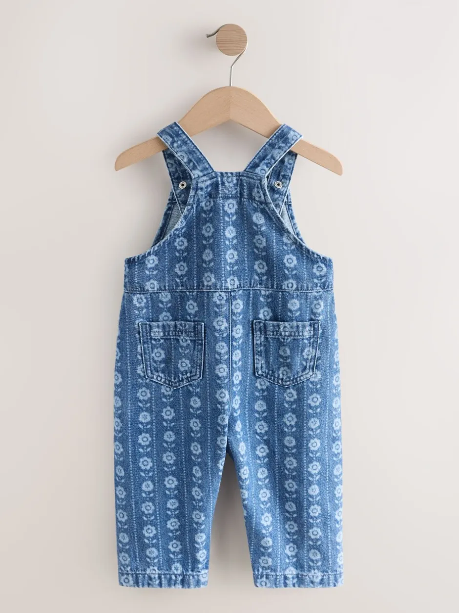 Tuinbroeken|Jumpsuits En Playsuits|Next Normaal blauw - Floral Print Dungarees (3mths-7yrs)