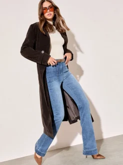 Jeans|Friends Like These Normaal blauw - jeans met zakken, hoge taille en uitlopende pijpen