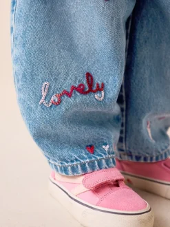 Jeans En Joggingbroeken|Jeans*Next Normaal blauw - Galentines Embroidered Jeans (3mths-7yrs)