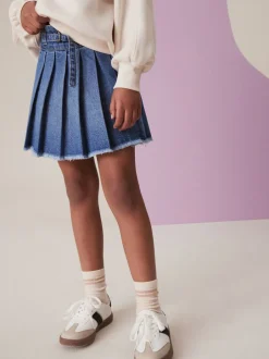 Shorts En Rokken|Next - Geplooide denim rok (3-16jr) Normaal blauw
