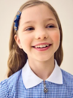 Schoolkleding|Next - Geruite schooljurk met rits aan de voorzijde en hoog aandeel katoen (3-14jr) Normaal blauw