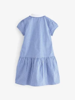Schoolkleding|Next - Geruite schooljurk met rits aan de voorzijde en hoog aandeel katoen (3-14jr) Normaal blauw