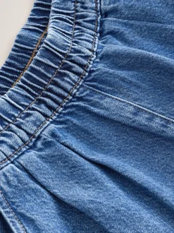 Jeans|Next - Jeans met elastische taille en wijde pijpen (6-16jr) Normaal blauw