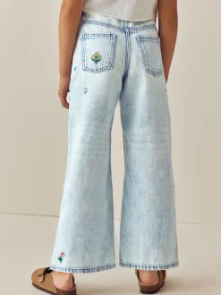 Jeans*Next Normaal blauw - Jeans met rechte pijpen en bloemenborduursel (3-16jr)