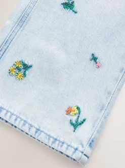 Jeans*Next Normaal blauw - Jeans met rechte pijpen en bloemenborduursel (3-16jr)