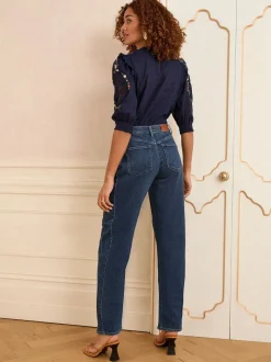 Jeans|Love & Roses - Barrel jeans Normaal blauw