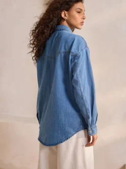 Blouses En Overhemden|Tops En T-Shirts*Next Normaal blauw - Oversized denim overhemd