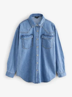 Blouses En Overhemden|Tops En T-Shirts*Next Normaal blauw - Oversized denim overhemd
