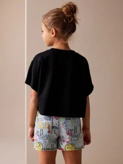 Shorts En Rokken*Next Normaal blauw - SmileyWorld® Graffiti Print Denim Shorts (3-16yrs)