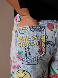Shorts En Rokken*Next Normaal blauw - SmileyWorld® Graffiti Print Denim Shorts (3-16yrs)