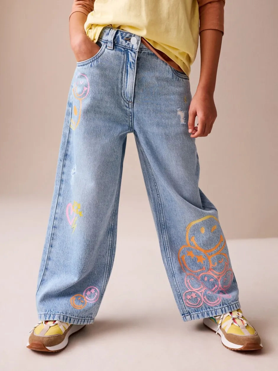 Jeans*Next Normaal blauw - SmileyWorld® jeans met wijde pijpen (3-16jr)