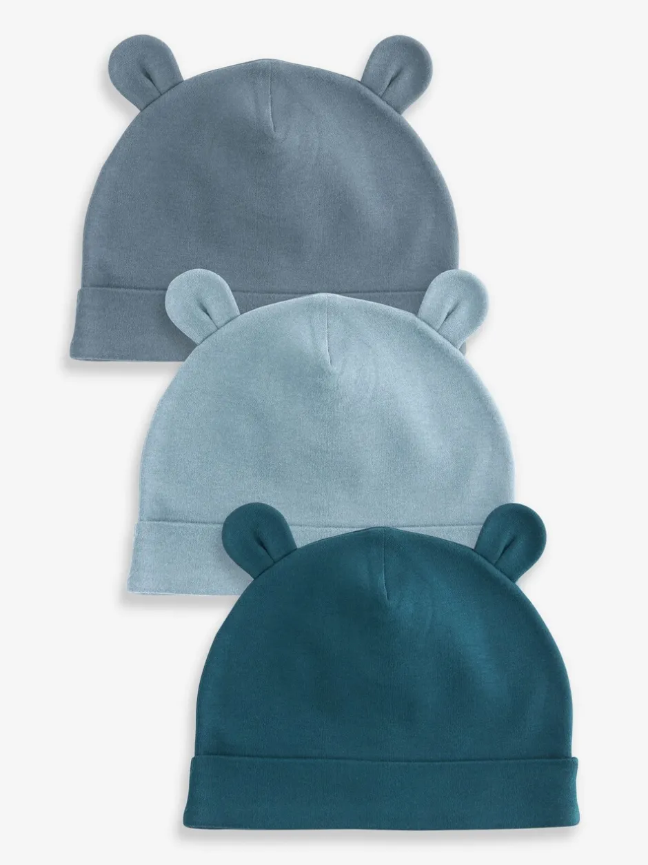 Mutsjes En Antikrabwantjes|Mutsen, Handschoenen En Sjaals|Next Normaal blauw - Verpakking van 3 baby mutsen van 100% katoen (0-18mnd)