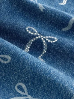 Jeans|Next Normaal blauw - Wijde jeans met Bloemenprint en versieringen (3-16jr)