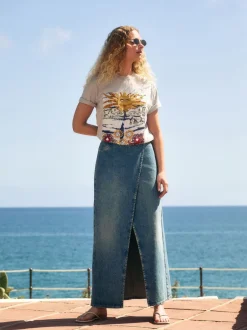 Rokken*Next Normaal blauw - Wrap Maxi Denim Skirt