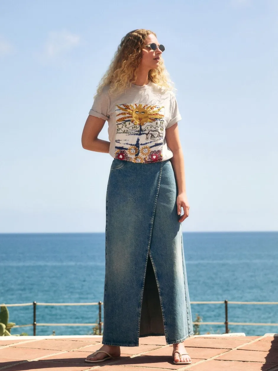Rokken*Next Normaal blauw - Wrap Maxi Denim Skirt