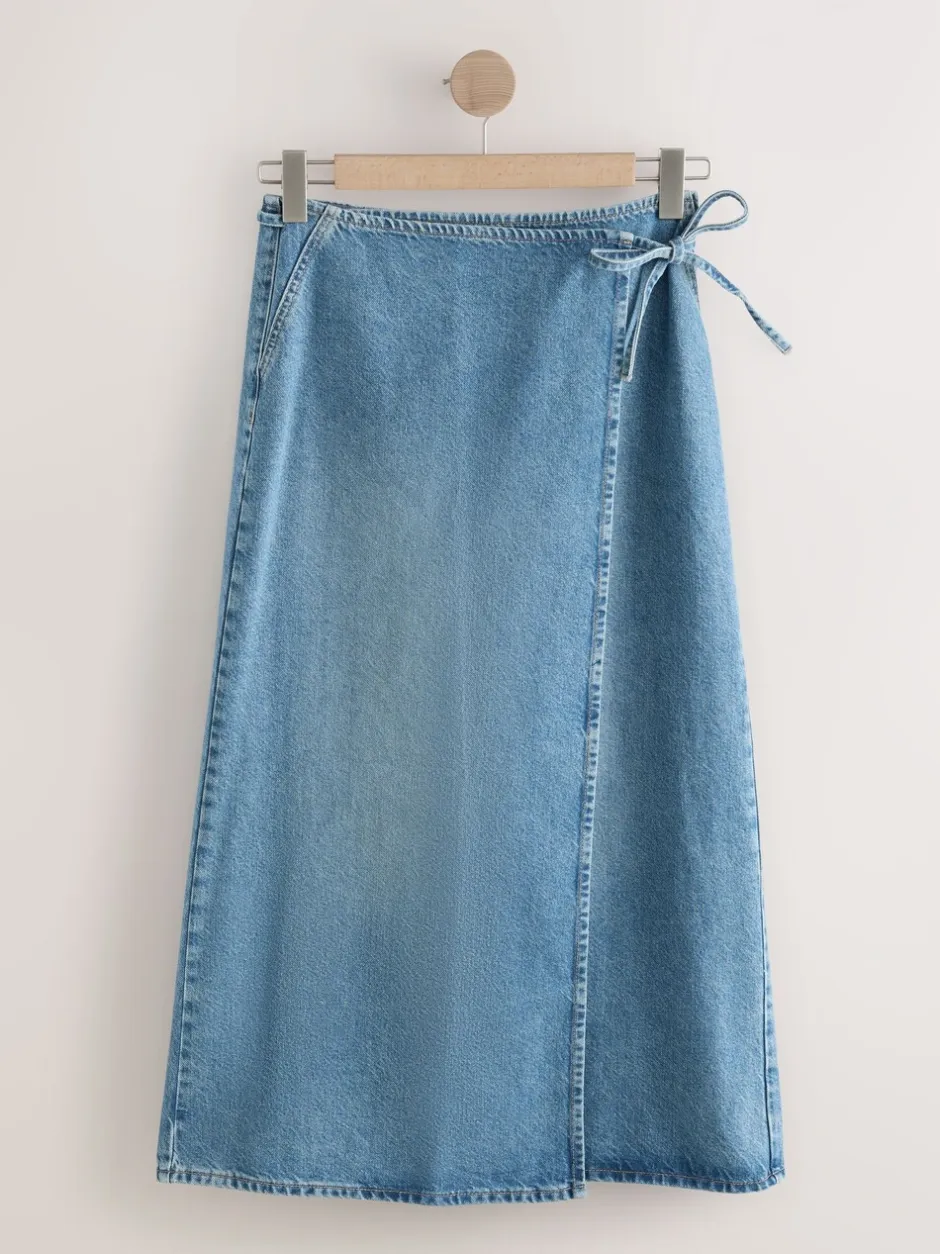 Rokken*Next Normaal blauw - Wrap Maxi Denim Skirt