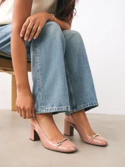 Ruimvallend En Extraruimvallend|Schoenen Met Hakken*Next - Hardware Slingback Block Heels Nude-roze