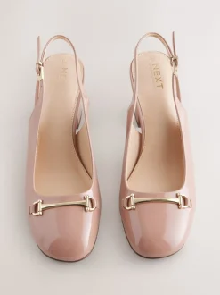Ruimvallend En Extraruimvallend|Schoenen Met Hakken*Next - Hardware Slingback Block Heels Nude-roze