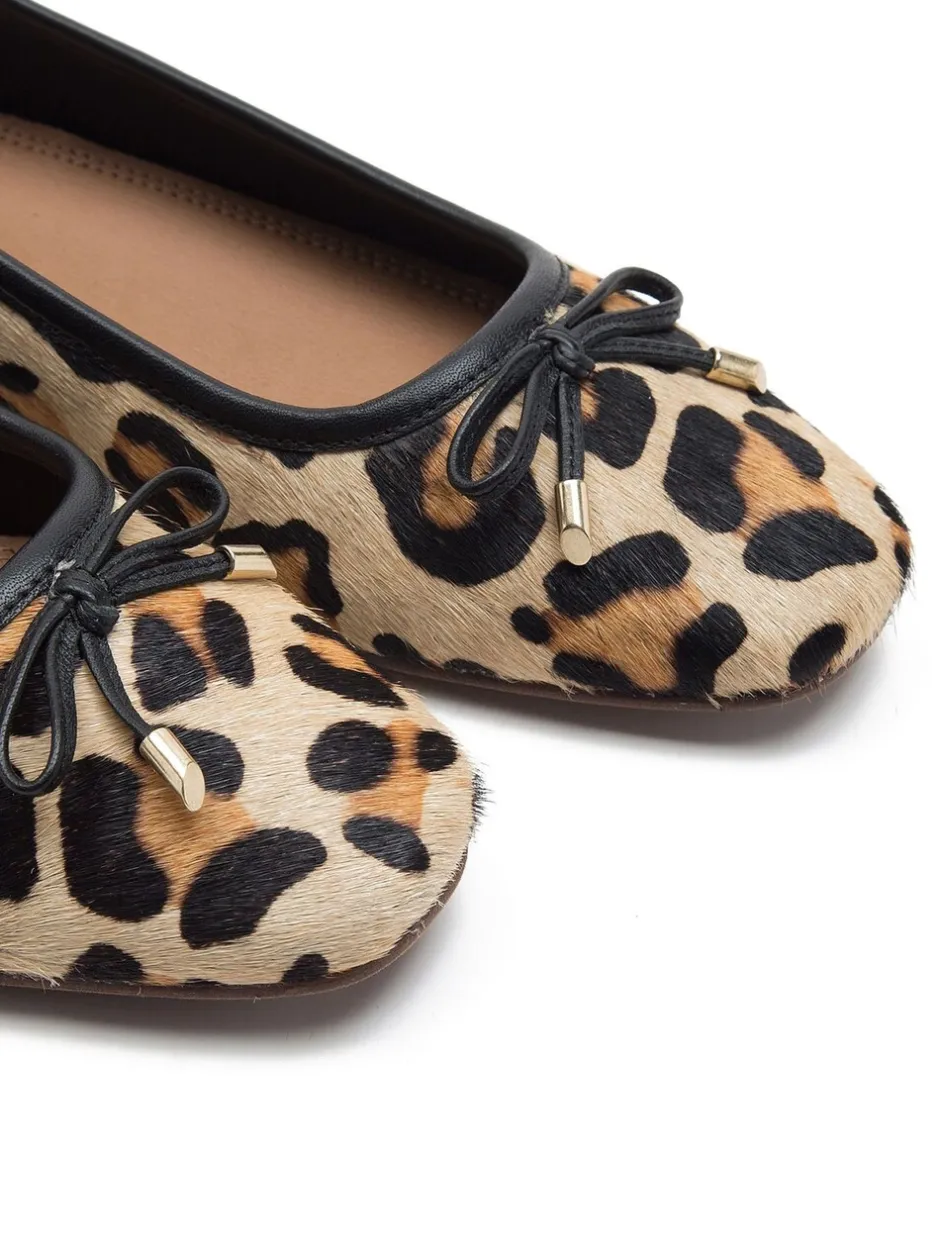 Lage Schoenen*Off The Hook Pinner Leather Leopard Print Ballerinas