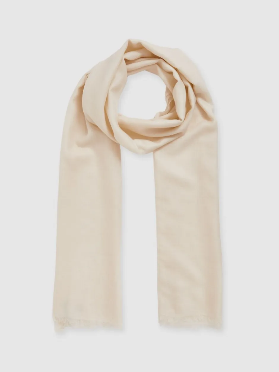 Mutsen, Handschoenen En Sjaals*Reiss - - Heidi - Dunne sjaal van wol-kasjmiermix Off White