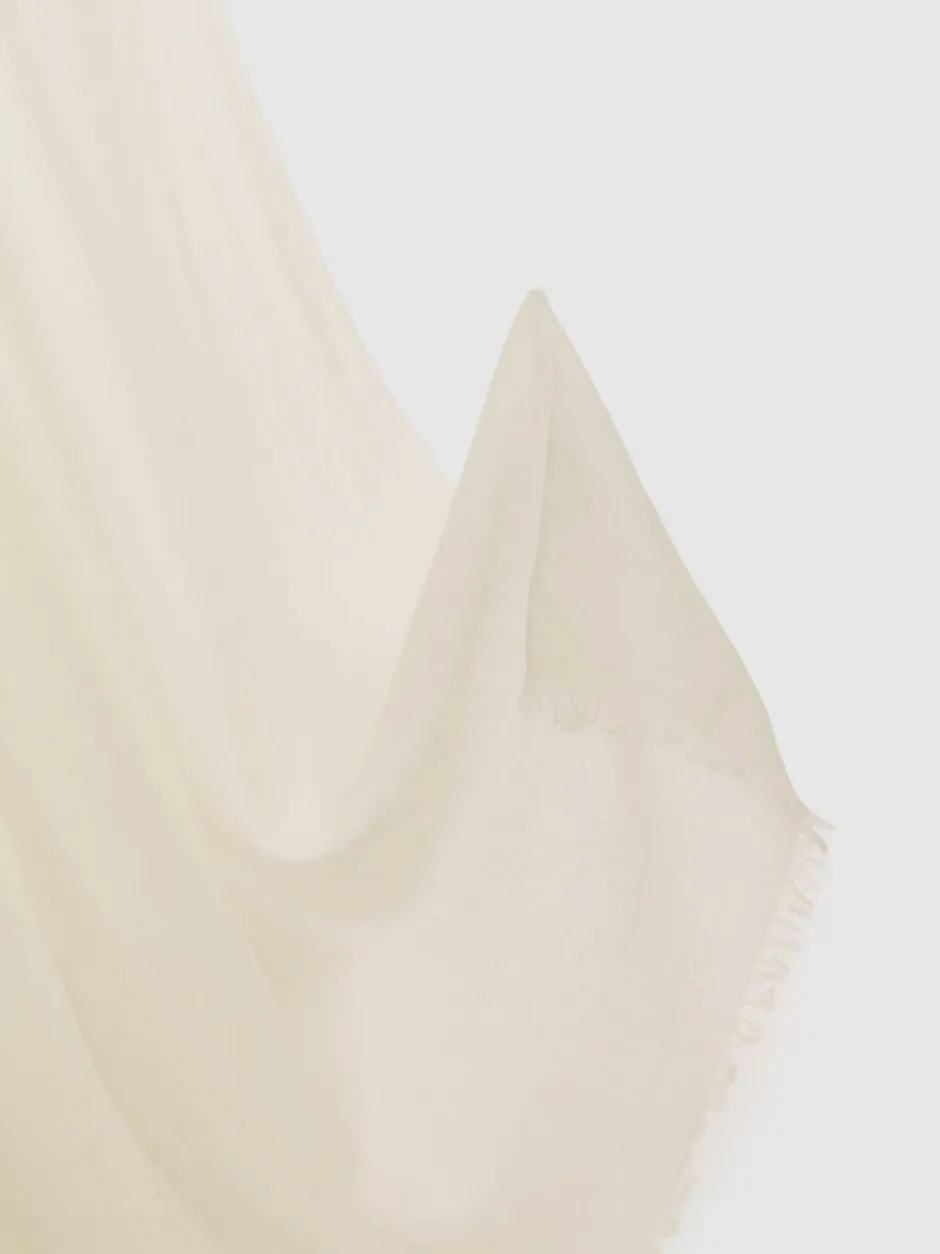 Mutsen, Handschoenen En Sjaals*Reiss - - Heidi - Dunne sjaal van wol-kasjmiermix Off White
