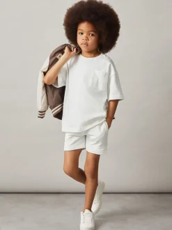 Shorts*Reiss - Perry Cotton Brand-Embroidered Shorts Off White