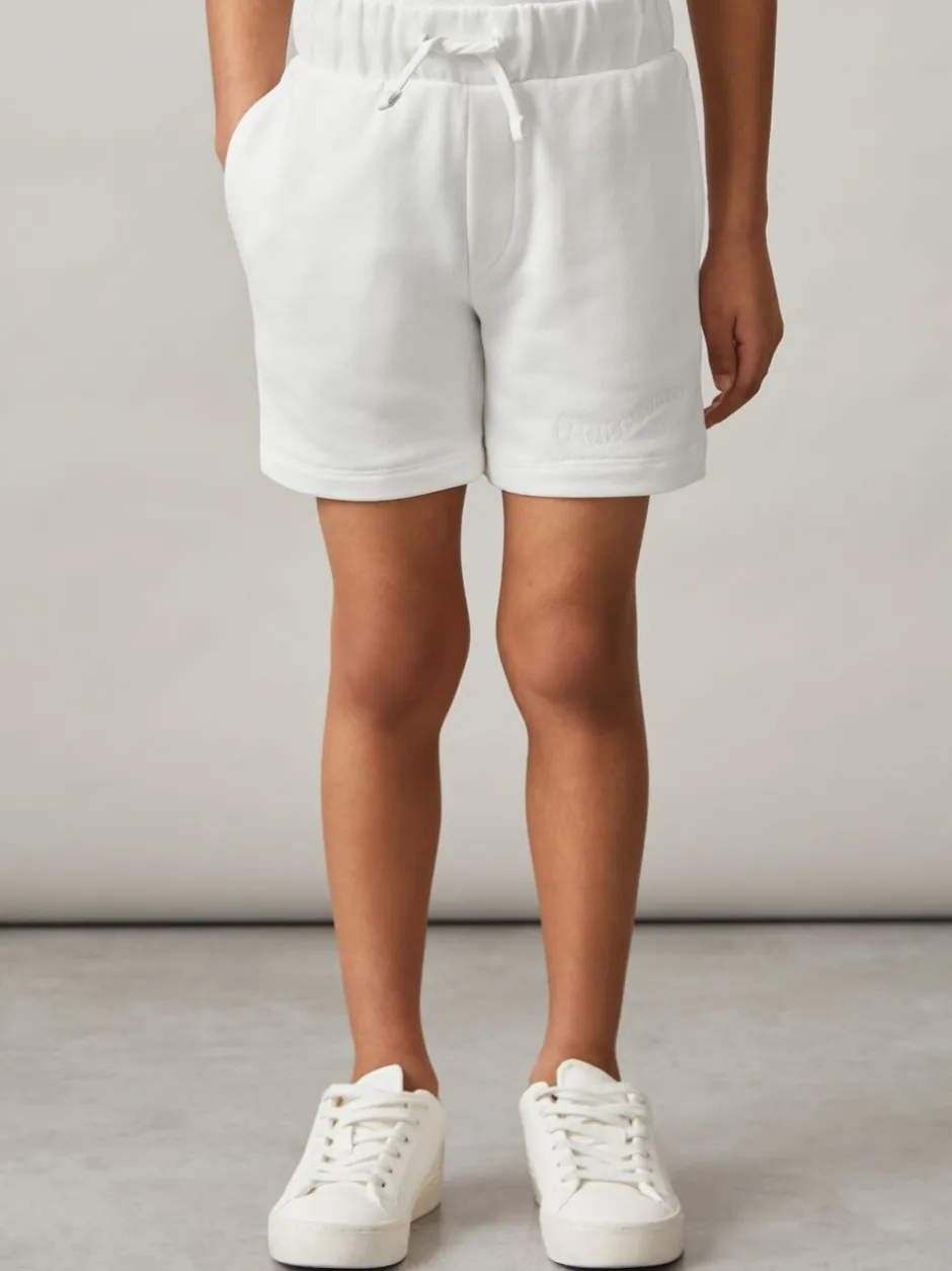 Shorts|Reiss - Perry Cotton Brand-Embroidered Shorts Off White