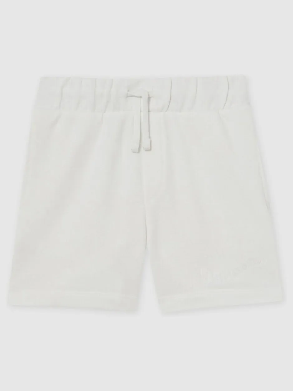 Shorts|Reiss - Perry Cotton Brand-Embroidered Shorts Off White