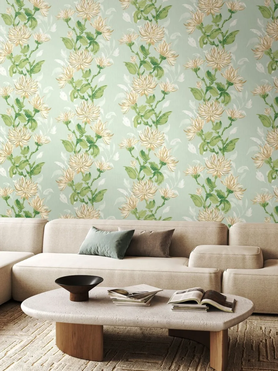 Behang|Ohpopsi Kiku 10M Wallpaper Seafoam