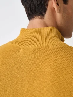 Gebreide Kleding|Next Okergeel - Effen - Regular fit 100% katoenen premium trui met korte rits