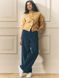 Gebreide Kleding*Laura Ashley - Cable Knit Cardigan Okergeel