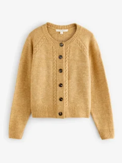 Gebreide Kleding*Laura Ashley - Cable Knit Cardigan Okergeel
