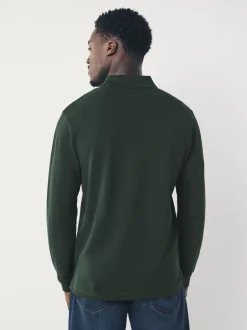 Poloshirts|T-Shirts En Hemden|Next Olijfgroen - Normale Pasvorm - Piqué polo met lange mouwen