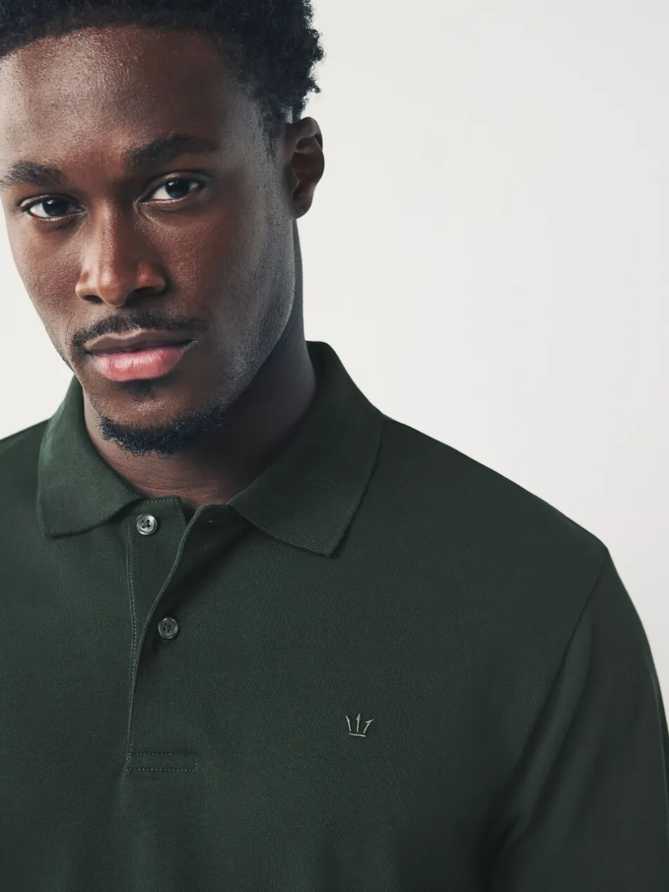 Poloshirts|T-Shirts En Hemden|Next Olijfgroen - Normale Pasvorm - Piqué polo met lange mouwen