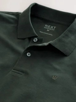 Poloshirts|T-Shirts En Hemden|Next Olijfgroen - Normale Pasvorm - Piqué polo met lange mouwen