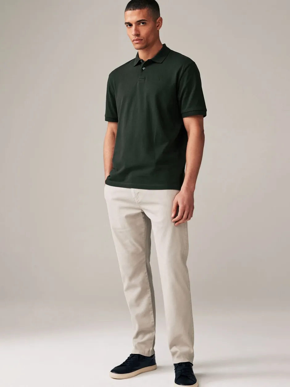 Poloshirts|T-Shirts En Hemden*Next Olijfgroen - Normale Pasvorm - Piqué poloshirt met korte mouwen
