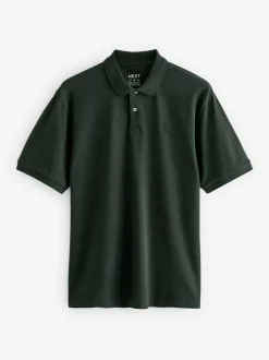 Poloshirts|T-Shirts En Hemden*Next Olijfgroen - Normale Pasvorm - Piqué poloshirt met korte mouwen
