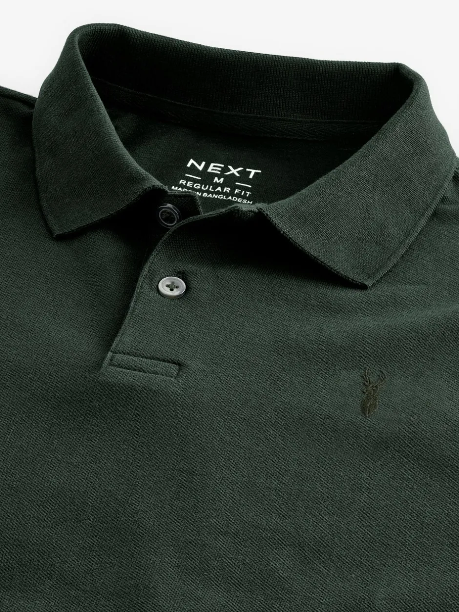 Poloshirts|T-Shirts En Hemden*Next Olijfgroen - Normale Pasvorm - Piqué poloshirt met korte mouwen