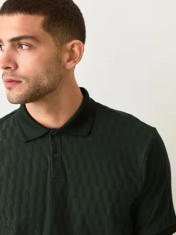 Poloshirts*Next Olijfgroen - Normale Pasvorm - Net jacquard poloshirt