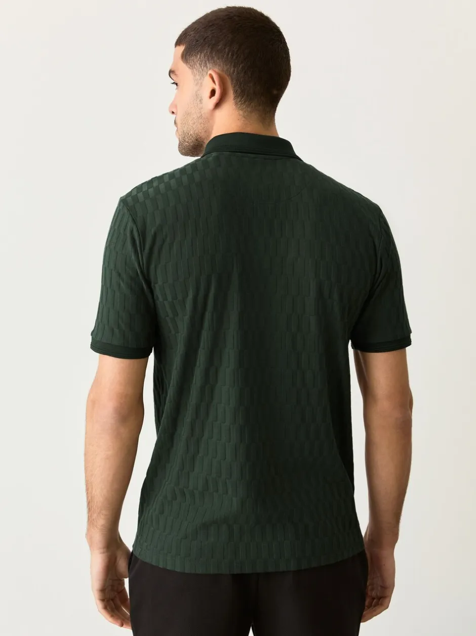 Poloshirts*Next Olijfgroen - Normale Pasvorm - Net jacquard poloshirt