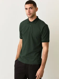 Poloshirts*Next Olijfgroen - Normale Pasvorm - Net jacquard poloshirt