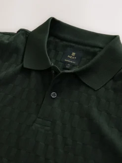 Poloshirts*Next Olijfgroen - Normale Pasvorm - Net jacquard poloshirt